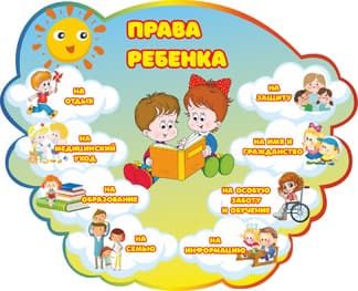 Стенд в виде облака с изображением детей и информацией Права ребенка
