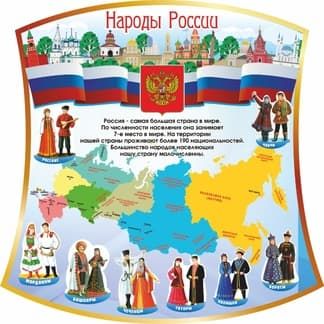 Стенд Народы России фигурный с картой России