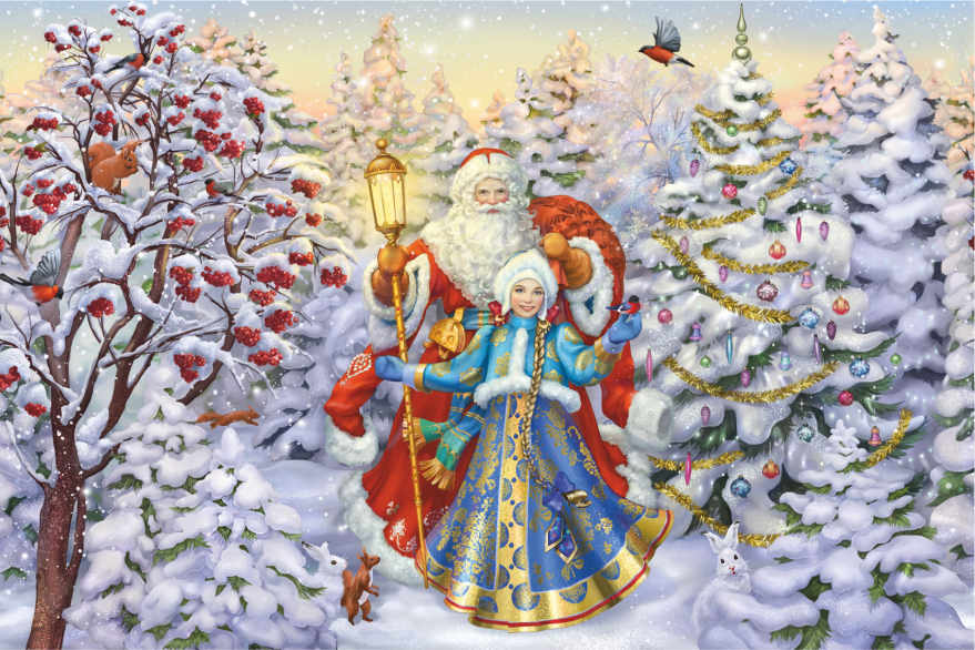 Новогодний баннер с Дедом Морозом и Снегурочкой нг11 - 0
